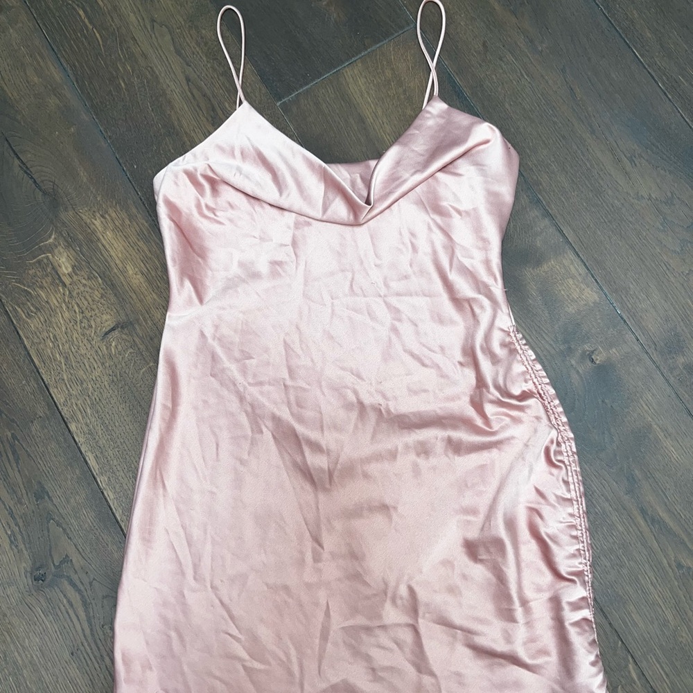 TopShop Pink Satin Ruffle Dress